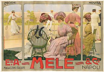 LEOPOLDO METLICOVITZ (1868-1944). E. & A. - MELE - & CI. NAPOLI. Billboard. 1907. 81x110¼ inches, 205¾x280 cm. Officine G. Ricordi & C.          